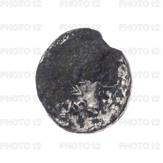 Denarius subaeratus; issuer: Manlius Mancinus, T. (fl. 111–110 BC), publishers: Claudius Pulcher, Ap. (fl. 111–110 BC) and Urbinius, Q. (fl. 111–110 BC). Obverse: head of Roma in a helmet facing right. Reverse: Victoria (Wiktoria, personification) driving a triga to right; below, inscription MANL. (MANL in ligature) AP.CL.Q.VR (VR in ligature). Pearl border. Iconography: Wiktoria on a triga; head of Roma; helmets. Date: 111–110 BC, Roman Republic. Place: Rome. Coin; plated; diameter 17.2 mm; weight 2.68 g; axis 180°.