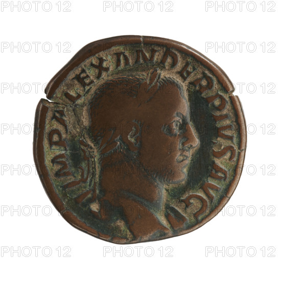 Sestertius of Alexander Severus (208–235; Roman emperor 222–235), issuer: Alexander Severus. Obverse/depicts personifications and Alexander Severus (iconography). Reverse: Spes (personification). Date: 231–235 CE. Roman Empire (27 BCE–476 CE). Rome. Coin. Diameter 29.5–30.0 mm. Weight 20.49 g.