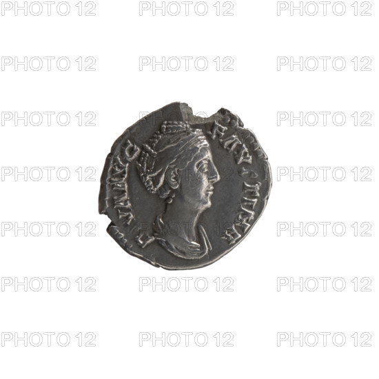 Denarius, posthumous issue of Faustina the Elder (98–141; Roman empress 138–141). Issuer: Antoninus Pius (86–161; Roman emperor 138–161). Obverse: Bust of Faustina I in drapery facing right, inscription D·VA AVG - FAV, TINA all around. Reverse: Pietas (personification) in a veil stands left; with right hand she pours incense on a burning altar and holds an incense container in her left, inscription PIETA - AVG all around. Iconography: incense, altars, Pietas. Date: after 141. Culture/place: Roman Empire (27 BC–476), Rome. Coin: silver; weight 2.80 g; diameters 16.5–18.0 mm; axis 195°.