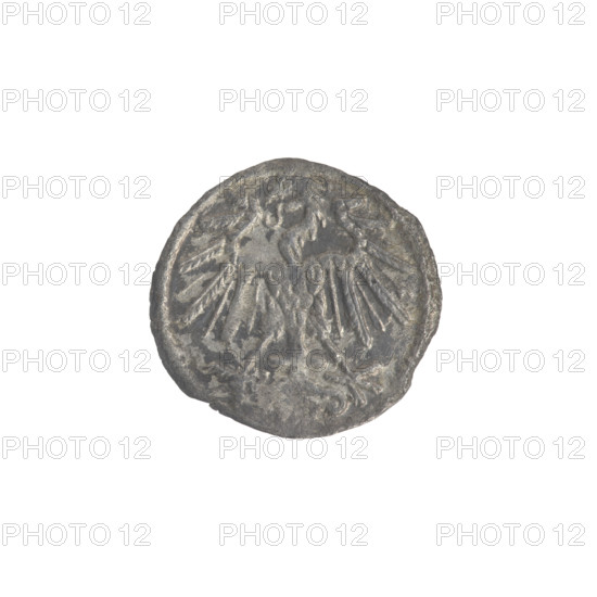 Lithuanian denarius, Sigismund II Augustus (King of Poland; 1544–1572); emblems of the Jagiellon dynasty; Polish coins featuring eagles and the Lithuanian Pursuer (emblem). Obverse: Polish Eagle in the rim. Reverse: Lithuanian Pursuer in the rim, below the year 1550. Dated 1550. Grand Duchy of Lithuania, Vilnius, Poland. Coin. Diameter 11.7–12.5 mm; weight 0.28 g.