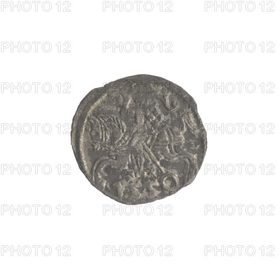 Lithuanian denarius, Sigismund II Augustus (King of Poland; 1544–1572); emblems of the Jagiellon dynasty; Polish Eagle (obverse, in the rim); Lithuanian Pursuer (reverse, in the rim, below the year 1550); Grand Duchy of Lithuania, Vilnius; coin; diameter 11.7–12.5 mm; weight 0.28 g.