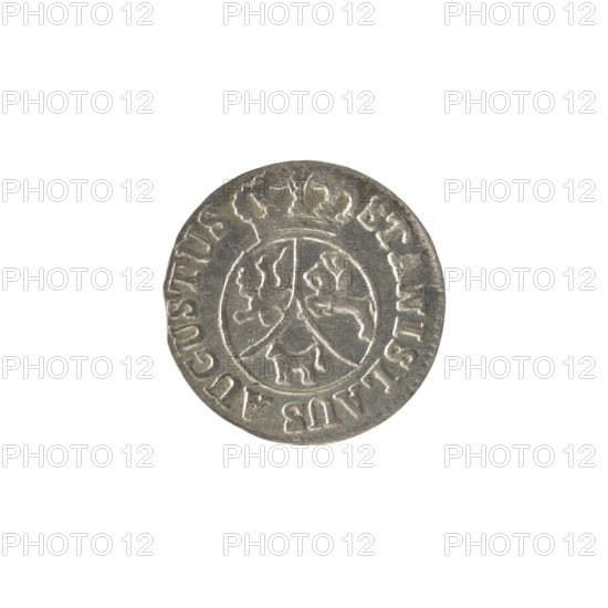 crown sixer, Stanislaw August Poniatowski (King of Poland; 1732–1798), Polish coin, Crown coin, 1795. Obverse: under the crown a round, three-field coat of arms with the coats of arms of Poland (Eagle), Lithuania (Pogon) and the Poniatowski coat of arms (Ciolek), around the inscription divided by a crown: STANISLAUS AUGUSTUS — pearl rim. Reverse: inscription in three lines: .6./GRO/ZY/1795 (rosette digits at the sides), pearl rim. Polish–Lithuanian Commonwealth (1569–1795), Warsaw, Poland. Coin diameter 18.8–19.2 mm, weight 1.95 g.