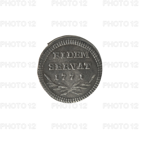 2 Crown proof groschen (Crown proof half zloty), Stanislaw August Poniatowski (King of Poland; 1764–1795), Holzhaeusser, Johann Philip (engraver, 1731/1741–1792), Schröder, Justyn (Mintmaster of the Warsaw Mint 1768–1772), Polish coins, monograms, tied monograms, royal monograms, inscriptions, Crown coins, proof coins, Obv.: Under the crown, a tied monogram composed of the letters SAR, pearl border. Rev.: Inscription in three lines: FIDEM/SERVAT/1771, below two palm branches, pearl border. 1771. Polish–Lithuanian Commonwealth (1569–1795), Warsaw, Poland. Coin, mint hallmark. Diameter: 18.6 mm and 19.4 mm. Weight: 3.81 g.