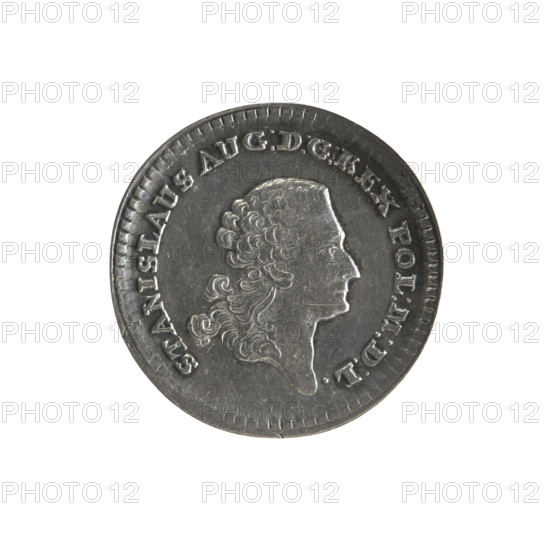 Historical troika; Stanislaw August Poniatowski (King of Poland; 1732–1798) — iconography; portraits of rulers; commemorative coin; Order of St. Stanislaw. Obverse: Head of Stanislaw August turned right, around the inscription, divided at the bottom: 'STANISLAUS AUG: D:G:REX POL:M:D:L:', pearl border. Reverse: Inscription in seven lines: 'INSTIT:/ORD:S.STAN/8.MAI./CELEBRET PER/SAECVLAFESTVM/OF:CR:?.MON:/1767.', below the CI signature, pearl border. Smooth edge. Date: 1767. Polish–Lithuanian Commonwealth (1569–1795), Kraków, Poland. Commemorative coin. Diameter 29.0–29.2 mm; weight 8.75 g.