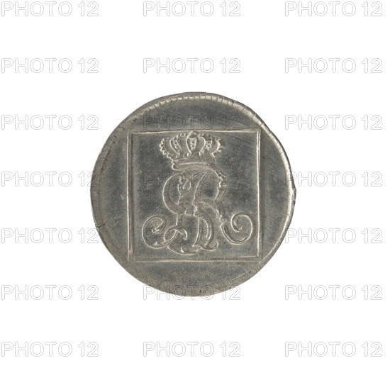 silver crown grosz; maker: Schröder, Justyn (master of the Warsaw mint 1768–1772); depicted ruler: Stanislaw August Poniatowski (king of Poland; 1732–1798; reign 1764–1795); subject: Polish coin with tied royal monogram SAR under a crown; materials/style: silver, crown coins, monograms, inscriptions; obverse: in a square frame under a crown a tied monogram composed of the letters SAR, pearl border; reverse: in a square frame an inscription in five lines: '320/EX/MARCA/PURA.COL./1768.', square sides: '1.GR./R.POL./MDL/IS', pearl border; date: 1768; historical context: Polish–Lithuanian Commonwealth (1569–1795), Warsaw, Poland; function: coin; dimensions: diameter ca. 21.2–21.5 mm, weight 1.94 g.