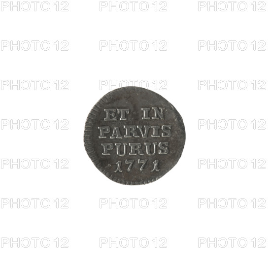 Silver crown trial groschen; Stanislaw August Poniatowski (King of Poland, 1764–1795); engraver Johann Philip Holzhaeusser (1731/1741–1792); mintmaster Justyn Schröder (Warsaw Mint 1768–1772). Polish coin, tied royal monogram and inscriptions. Obverse: under the crown, a tied monogram composed of the letters SAR, pearl border. Reverse: inscription in four lines: ET IN / PARVIS / PURUS / 1771, pearl border. Dated 1771; Polish–Lithuanian Commonwealth (1569–1795), Warsaw, Poland. Mint hallmark. Diameter 14.7–15.0 mm; weight 1.38 g.