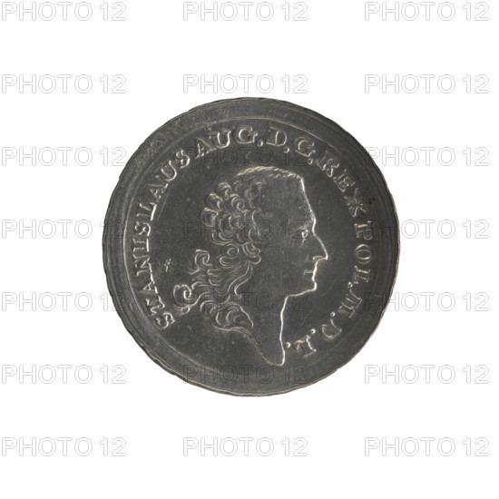 historical troika, Stanislaw August Poniatowski (King of Poland; 1764–1795), Konstanty Jablonowski - inspector, (1767), Polish coins, Stanislaw August Poniatowski (King of Poland; 1732–1798), iconography, portraits of rulers, commemorative coins, inscriptions, Obv.: Head of Stanislaw August turned to the right, around it a divided inscription at the bottom: STANISLAUS AUG. D.G.REX POL.MDL -, continuous border. Rv.: Inscription in eight lines: AERE/PERENNIVS/AEVUM/SCEPTRAGERAT./PATRIAMQ.BEET./OF:CR:?.MON./VOVET./1767, below the CI signature, continuous border, decorative edge, 1767, Polish-Lithuanian Commonwealth (1569–1795), Kraków, Poland, coin (commemorative), coin: dia. 28.4 mm, dia. 28.9 mm, weight 9.27 g
