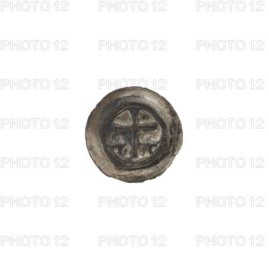 Denarius - bracteate; one-sided coin (coin, one-sided), ca. 1317/1318–ca. 1327/1328; State of the Teutonic Order (1226–1525); obverse: Latin cross with slightly widening arm tips, with an equal-armed cross on each side of its longer arm; reverse: equal-armed crosses (iconographic); diameter 14 mm; weight 0.20 g; maker: Teutonic Knights (order).