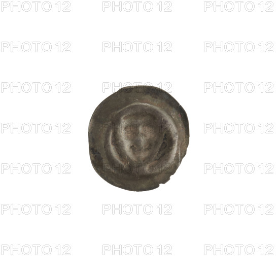 Denarius (bracteate), one-sided coin depicting a triangular shield with a cross whose arms reach the edge; at the intersection of the cross arms a ball. Iconography: shield with cross I, shields, triangular shield, balls. Teutonic Knights (Order). Ca. 1307/1308–ca. 1317/1318. Coin (one-sided). Diameter 14.7–14.9 mm; weight 0.21 g.