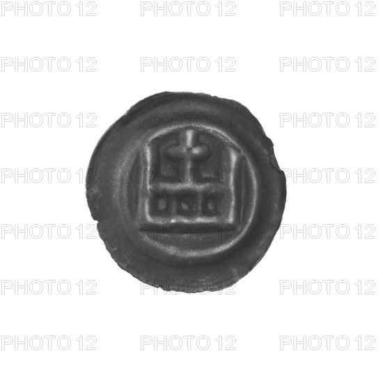 Denarius - bracteate, crown II (iconographic); crowns; one-sided coin; crosses; Teutonic Knights (order); Crown topped with a cross placed between two elongated, straight arches; ca. 1337/1338–ca. 1345; State of the Teutonic Order (1226–1525); coin (one-sided); diameter 14.9 mm; weight 0.19 g