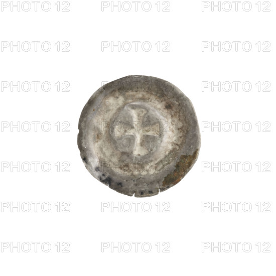 denarius - bracteate, Greek cross I (iconographic), cracked dies, R5 (rare), one-sided coin, crosses, Teutonic Knights (order), an equal-armed cross in a beaded border, ends of the arms slightly widened, 2nd half of the 13th century, State of the Teutonic Order (1226–1525), coin (one-sided), diameter 17.3 mm, weight 0.25 g