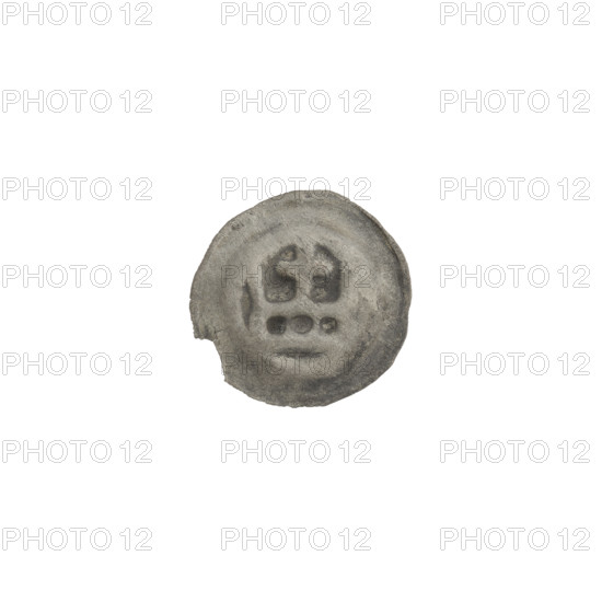 Denarius - bracteate, crown II (iconographic); crowns; one-sided coin; crosses; Teutonic Knights (Order); crown topped with a cross placed between two elongated, slightly parted arches; ca. 1337/1338–ca. 1345; State of the Teutonic Order (1226–1525); coin (one-sided); diameter 14.2 mm; weight 0.23 g