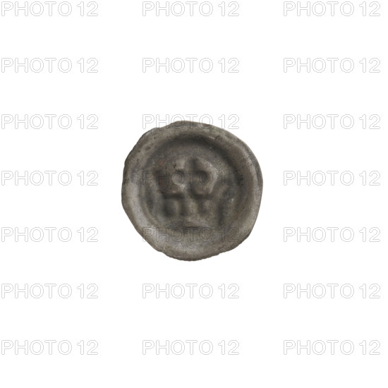 Denarius - bracteate, crown II (iconographic); crowns; one-sided coin; crosses; Teutonic Knights (Order); crown topped with a cross placed between two elongated, outwardly curved arches; ca. 1337/1338–ca. 1345; State of the Teutonic Order (1226–1525); coin (one-sided); diameter 14.2 mm; weight 0.22 g