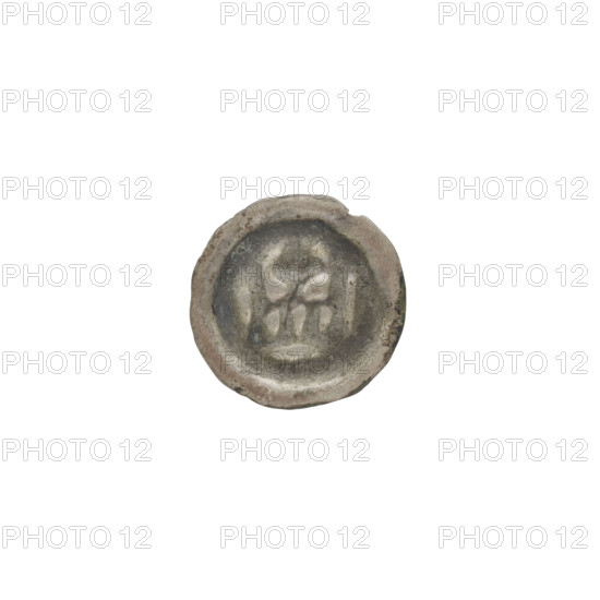 Denarius — bracteate; crown topped with a cross placed between two elongated, outwardly parting arches. The arches are topped with balls at the bottom and at the top. One-sided coin, diameter 14.2 mm, weight 0.25 g. Ca. 1337/1338–ca. 1345. State of the Teutonic Order (1226–1525). Subjects/icons: crown (iconographic), crowns, crosses, balls, Teutonic Knights.