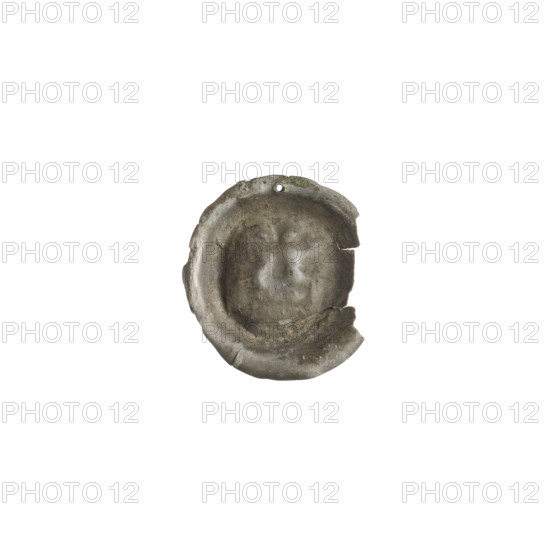 denarius - bracteate, crown II (iconographic), Richard, Anthony (1841-1894), AR punches, cracked dies, crowns, worn dies, one-sided coins, crosses, Teutonic Knights (order), Crown topped with a cross with widening arms placed between elongated arches. The arches end with projections, ca. 1337/1338 - ca. 1345, State of the Teutonic Order (1226-1525), coin (one-sided), diameter 14.4 mm, weight 0.17 g
