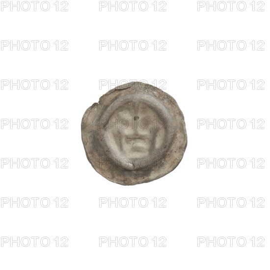 Denarius — bracteate imitation; one-sided coin with crowns and crosses; Teutonic Knights (Order); crown with a simplified design topped with a cross; 14th century; State of the Teutonic Order (1226–1525); coin (one-sided); weight 0.21 g WQXBCFS