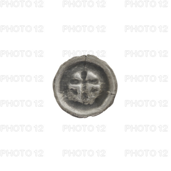 Denarius - bracteate; one-sided coin featuring a Latin cross with, on each side of its longer arm, one diagonal equal-armed cross; iconography includes Latin and equal-armed crosses; Teutonic Knights (Order); ca. 1317/1318–ca. 1327/1328; State of the Teutonic Order (1226–1525); coin (one-sided); diameter 14.6 mm; weight 0.22 g.