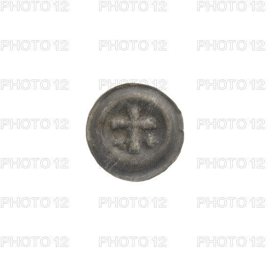 Denarius (bracteate), one-sided coin showing a Latin cross with slightly widening arm tips; on each side of its longer arm an equal-armed cross (iconography). Teutonic Knights (Order). ca. 1317/1318–ca. 1327/1328. Coin (one-sided). Diameter 14.0–14.1 mm; weight 0.21 g.