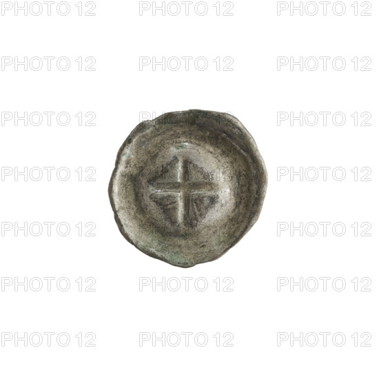 Denarius - bracteate; iconography: Greek (equal-armed) cross; rarity: R5 (rare); one-sided coin; subject: crosses, Teutonic Knights (Order); date: 2nd half of the 13th century; polity: State of the Teutonic Order (1226–1525); object type: coin (one-sided); diameter 16.7 mm; weight 0.29 g.