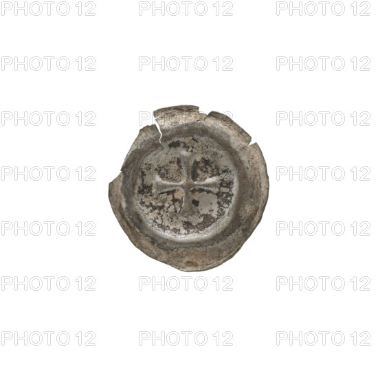 denarius - bracteate, Greek cross I (iconographic), R5 (rarity), Potocki-Pilawa, equal-armed cross (iconographic), one-sided coin, crosses, Teutonic Knights (order), equal-armed cross, ends of the arms extended, 2nd half of the 13th century, State of the Teutonic Order (1226-1525), coin (one-sided), diameter 16.9 mm, weight 0.22 g