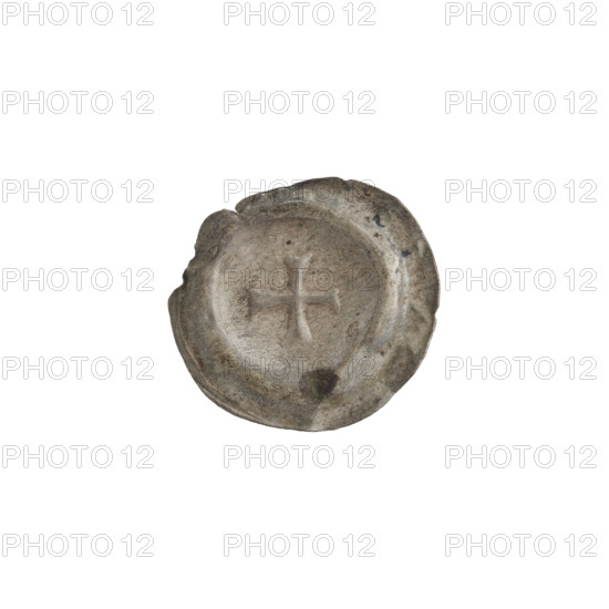 denarius - bracteate; iconography: Greek cross I, equal-armed cross with ends of the arms extended; rarity R5; one-sided coin; subject: crosses; association: Teutonic Knights (Order), State of the Teutonic Order (1226–1525); 2nd half of the 13th century; coin (one-sided); diameter 17.4 mm; weight 0.30 g