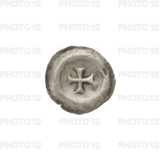 denarius - bracteate; Greek cross I (iconographic); R5 (rare); equal-armed cross (iconographic) with ends of the arms widened and split; one-sided coin; crosses; Teutonic Knights (order); 2nd half of the 13th century; State of the Teutonic Order (1226–1525); coin (one-sided); diameter 16.9 mm; weight 0.29 g WQXBCFS