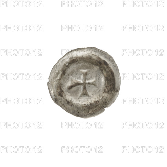 denarius - bracteate; Greek cross I (iconographic); R5 (rare); equal-armed cross with ends of the arms widened and split; one-sided coin; crosses; Teutonic Knights (order); 2nd half of the 13th century; State of the Teutonic Order (1226–1525); coin (one-sided); diameter 16.9 mm; weight 0.29 g WQXBCFS