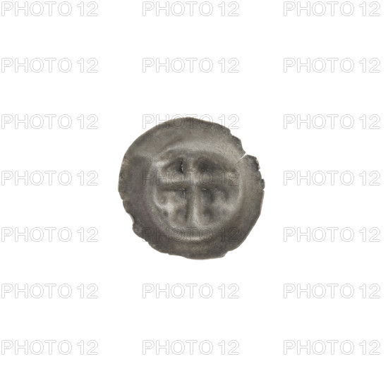 denarius - bracteate, Latin cross with slightly widening arm ends; on each side of its longer arm, one isosceles cross. One-sided coin, ca. 1317/1318–ca. 1327/1328, State of the Teutonic Order (1226–1525). Maker: Jan Szymonski (1887–1954). Coin: diameter 14.9 mm, weight 0.21 g.