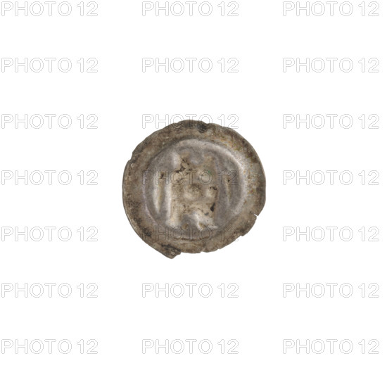 Denarius (bracteate). Gate II (iconographic) showing a gate topped with three pillars and trefoils; under the straight vault of the gate an equal-armed cross with widening arms. Trefoils; one-sided coin. Teutonic Knights (Order). ca. 1327/1328–ca. 1337/1338. Coin (one-sided). Diameter 14.5 mm; weight 0.18 g. WQXBCFS