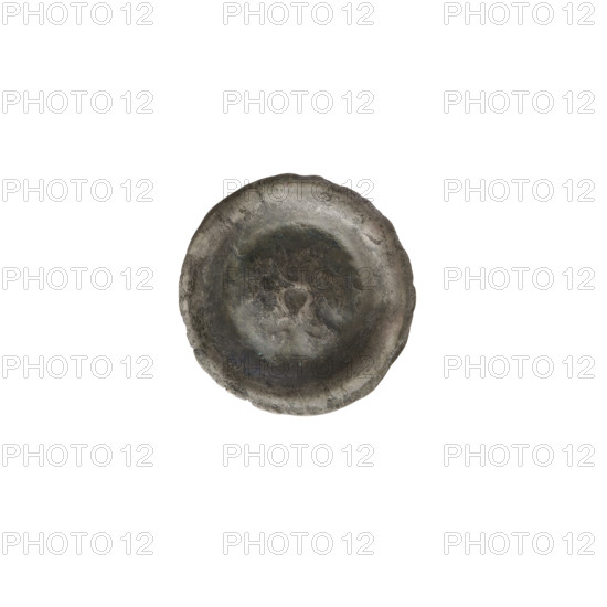 Denarius - bracteate, crown II (iconographic), crowns, one-sided coin, cross. Crown topped with a cross with widening arms placed between elongated arches ending with projections. Ca. 1337/1338–ca. 1345, State of the Teutonic Order (1226–1525). Coin (one-sided), diameter 15.3 mm, weight 0.22 g.