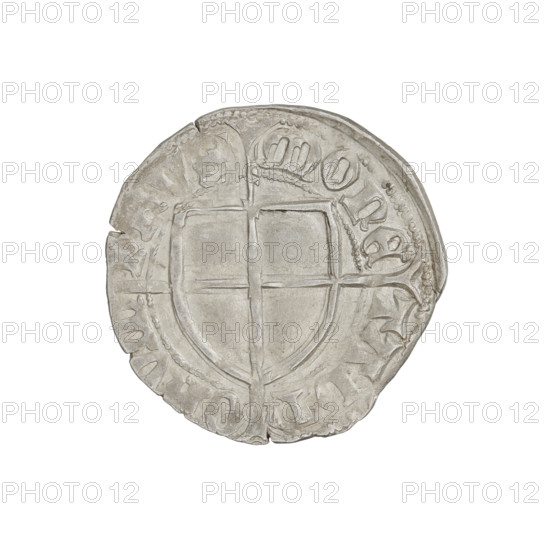 Teutonic szelag, Paul von Russdorf (Grand Master; 1422–1441). Obverse: monastic shield of the Grand Master with a cross whose elongated, widening arms divide the rim legend and reach the outer rim; rim inscription between pearly borders. Reverse: monastic shield with a cross with elongated arms dividing the rim legend and reaching the outer rim; rim inscription between pearly borders. Date: 1422–1441. State of the Teutonic Order (1226–1525). Gdansk mint. Coin diameter 20.9 mm, weight 1.55 g, axis 135°.