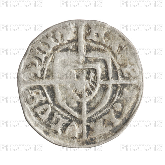 Teutonic szelag, Pawel von Russdorf (Grand Master; 1422–1441). Obverse: monastic shield of the Grand Master with a cross whose elongated, widening arms divide the rim legend and reach the outer rim; a dot above the upper right field of the shield; inscription on the rim between pearly borders. Reverse: monastic shield with a cross with elongated arms dividing the rim legend and reaching the outer rim; a dot above the upper right field of the shield; inscription on the rim between pearly rims. Iconographic details: cross with elongated arms, dot above the shield, Teutonic shield. Date: 1425–1441. State of the Teutonic Order (1226–1525), Torun. Coin: diameter 21.7 mm, weight 1.65 g, axis 90°.