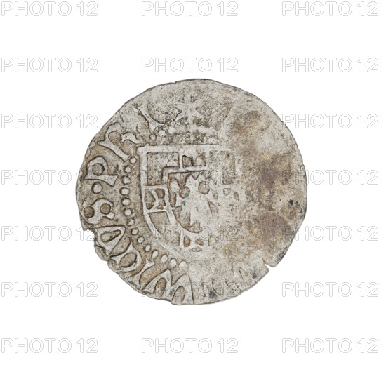 Teutonic szelag, Ludwik von Erlichshausen (Grand Master; 1450–1467), Teutonic shield (iconographic), eagle facing left (iconographic), monastic shield of the Grand Master (iconographic), AR mark, Teutonic Knights (order). Obv.: Monastic shield of the Grand Master, eagle facing left. On the rim, between the pearl borders, the inscription. Rev.: Monastic shield. On the rim between the pearl borders there is an inscription, 1450–1467. State of the Teutonic Order (1226–1525), Königsberg. Coin; diameter 20.1 mm; weight 1.25 g; axis 225°.