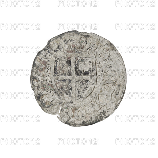 Teutonic szelag, Henryk Reffle von Richtenberg (Grand Master; 1470–1477). Obverse: Teutonic shield of the Grand Master (iconographic). Reverse: Teutonic shield (iconographic). Teutonic Knights (order). Inscription on rim between pearly borders (obv. and rev.). Date: 1470–1477. State of the Teutonic Order (1226–1525), Königsberg. Coin; diameter 20.5–20.6 mm, weight 1.25 g, axis 0°.