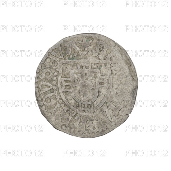 Teutonic szelag, Henryk Reffle von Richtenberg (Grand Master; 1470–1477). Obverse: Monastic shield of the Grand Master; on the rim, between the pearly borders, an inscription. Reverse: Monastic shield; on the rim, between the pearly borders, an inscription. Date: 1470–1477. State of the Teutonic Order (1226–1525), Königsberg. Coin. Diameter 20.7 mm, weight 1.26 g, axis 30 degrees.