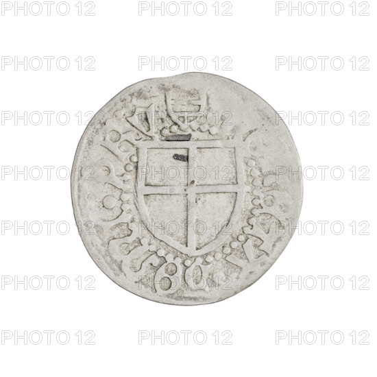 Teutonic szelag, Henryk Reffle von Richtenberg (Grand Master; 1470–1477). Obverse: Teutonic shield of the Grand Master; on the rim between the pearly borders an inscription. Reverse: Teutonic shield; on the rim between the pearly borders an inscription. Date: 1470–1477. State of the Teutonic Order (1226–1525), Königsberg. Coin; diameter 20.9 mm; weight 1.47 g; axis 20 degrees.