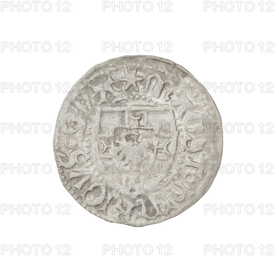 Teutonic szelag, Henryk Reffle von Richtenberg (Grand Master; 1470–1477). Obverse: Teutonic shield of the Grand Master (iconographic). Reverse: Teutonic shield (iconographic). Inscription on rim between pearly borders (obv.). Inscription on rim between pearly borders (rev.). Date 1470–1477. State of the Teutonic Order (1226–1525), Königsberg. Coin, diameter 20.7 mm, weight 1.24 g, axis 180 degrees.