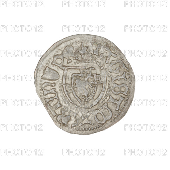 Teutonic szelag, Marcin Truchsess von Wetzhausen (Grand Master; 1477–1489), Wesner, Hans (fl. 1480–?), publisher (from 1480). Iconography: Teutonic shield; monastic shield of the Grand Master; Teutonic Knights (order). Obverse: Monastic shield of the Grand Master. On the rim, between the pearl borders, the inscription. Reverse: Monastic shield. In the rim between the pearl borders there is an inscription, 1477–1489. State of the Teutonic Order (1226–1525), Königsberg. Coin; diameter 20 mm; weight 1.22 g; axis 0 degrees.