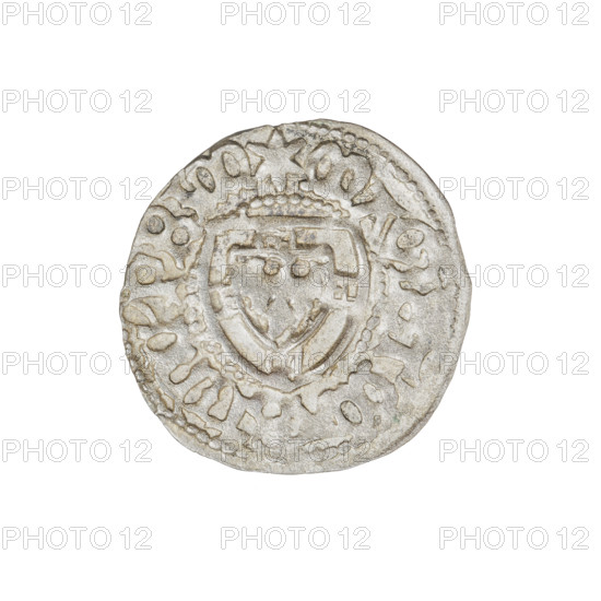 Teutonic szelag, Marcin Truchsess von Wetzhausen (Grand Master; 1477–1489), Wesner, Hans (fl. 1480–?), publisher (from 1480). Iconography: Teutonic shield, monastic shield of the Grand Master. Obverse: Monastic shield of the Grand Master; on the rim between the pearl borders, the inscription. Reverse: Monastic shield; in the rim between the pearl borders there is an inscription, 1477–1489. State of the Teutonic Order (1226–1525), Königsberg. Coin: diameter 20.4 mm, weight 1.32 g, axis 250°.