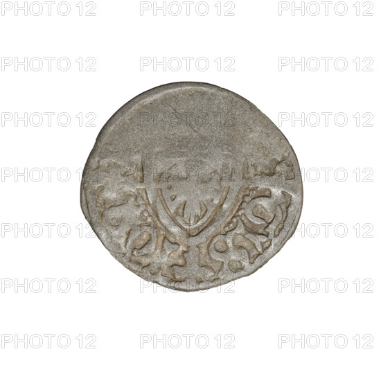 Teutonic szelag, Jan von Tiefen (Grand Master; 1489–1497); publisher Wesner, Hans (fl. 1480–?; from 1480). Teutonic shield (iconographic), monastic shield of the Grand Master (iconographic), lily-shaped cross (iconographic), Teutonic Knights (order). Obverse: Monastic shield of the Grand Master with a cross whose elongated arms, terminating in lilies and dividing the rim legend, reach the outer rim. On the rim, between the pearly borders, the inscription. Reverse: Monastic shield. Inscription in rim between pearl borders reads 1489–1497. State of the Teutonic Order (1226–1525), Königsberg. Coin; diameter 19.6 mm; weight 0.92 g; axis 330°.