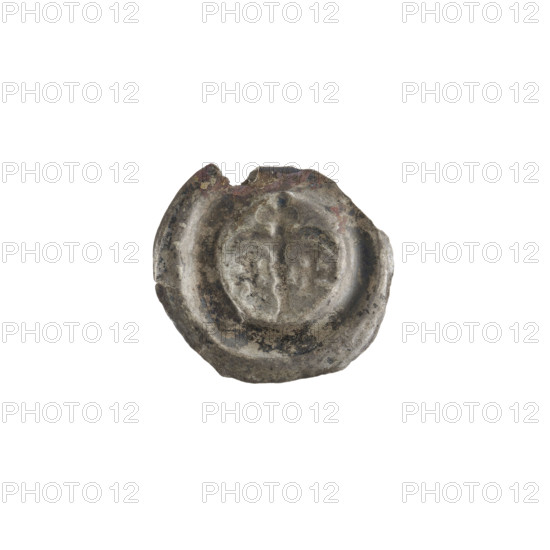 denarius - bracteate, arcades (iconographic), AR marks, crosses, columns, trefoil (iconographic), forked column (iconographic), one-sided coin, equal-armed cross (iconographic), Teutonic Knights (order), Column with two arches, slightly forked at the base, topped with a trefoil. On each side, one isosceles cross with widening ends of the arms, ca. 1267/1268 - ca. 1277/1278, State of the Teutonic Order (1226-1525), coin (one-sided), diameter 17.2 mm, weight 0.18 g