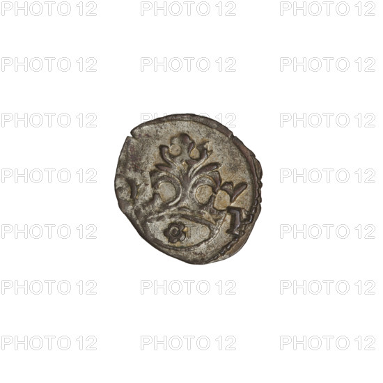 Crown denarius of Sigismund I the Old (King of Poland, reign 1506–1548). Obverse: royal crown with the letters 'SP' on the sides and a rosette at the bottom. Reverse: Polish eagle with eagles, crowns, claws, wings. Inscription/dates: 1506–1548, minted in Kraków, Poland. Coin; diameter 14.0 mm; weight 0.42 g.