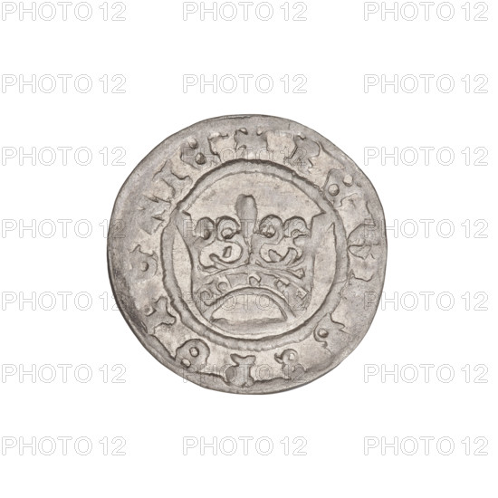 Crown half-grosz, Sigismund I the Old (King of Poland; reign 1506–1548). Obverse: royal crown; rim inscription divided at top by a cross: REGIS: POLONIE. Reverse: Polish eagle with wings, crowns, talons; rim inscription divided at top by a cross: MONETA: SIGISMVNDI. Dated 1506–1548. Minted in Kraków, Poland. Coin; diameter 19.0 mm; weight 0.97 g.