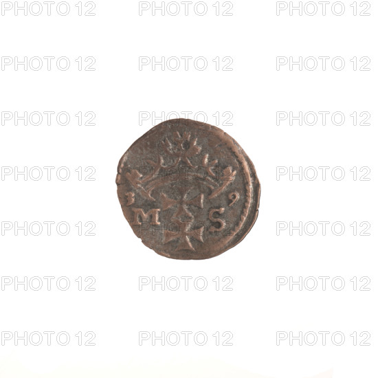 Gdansk denarius, Sigismund I the Old (King of Poland; 1506–1548). Polish silver coin (denarius). Obverse: in the border the Eagle of Royal Prussia. Reverse: in the border the coat of arms of Gdansk; on the sides numerals, dates and letters '3 - 9 / M - S'. Date: 1539. Motifs: eagle (coat of arms), city coats of arms, Jagiellon dynasty. Diameter: 12.0–13.0 mm. Weight: 0.33 g.