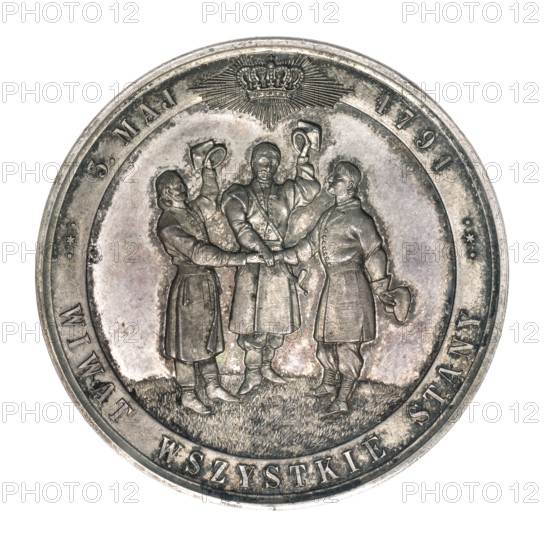 Souvenir of the Centenary of the Constitution of May 3; maker: Juliusz Kossak (1824–1899) and Mieczyslaw Kurnatowski (1833–1904); allegories; anniversary medal commemorating the Constitution of May 3 (1791); secession style; produced 1891; medium: medal; place: Kraków, Poland; State Mint (Warsaw).