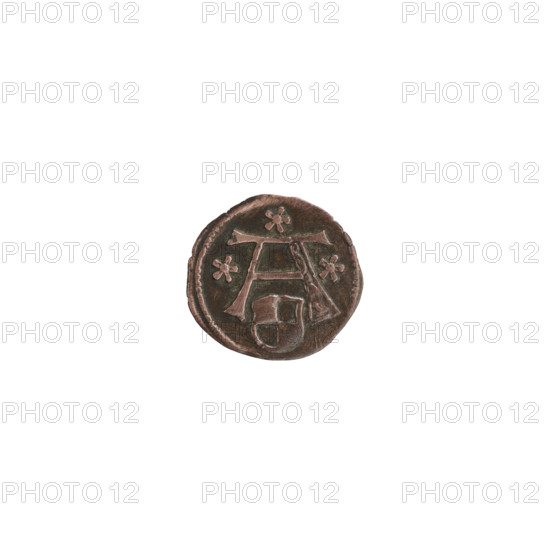 denarius, Decius, Jost Ludwik (fl. 1528-1535), Straub (Strawb), Heinrich, publisher, Wille, Albrecht (fl. 1520-?), publisher, R3 (rarity), eagles, Hohenzollern (coat of arms), rosettes, Albrecht Hohenzollern (Prince of Prussia; 1490-1568), Obv. In the beaded border the letter A, below which the heraldic shield of the Hohenzollerns. On both sides of the letter and above it, one rosette. Rev. In a pearl border a Prussian eagle. On its chest a crowned shield with the letter S. 1529–1531, Königsberg, Ducal Prussia (1525–1701), coin; diameter 13.1 mm; weight 0.32 g; axis 225°.
