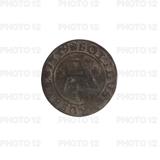szelag, Nimptsch (Nimsch), Wolf, R (rarity), eagles, Hohenzollern (coat of arms), rosettes, Albrecht Hohenzollern (Prince of Prussia; 1490–1568). Obv.: Prussian eagle, on its chest the crowned letter S. On the rim, between the pearl borders, an inscription beginning with a tower — the mint master's mark; between the words one dot each: LBERTVS DG DVX PRVSSIE. Rev.: the letter A, below which the heraldic shield of the Hohenzollerns; on both sides of the letter one rosette. In the rim between the pearl borders an inscription beginning with a rosette; between the words one rosette each: SOLI VSS 1559. Königsberg, Ducal Prussia (1525–1701). Coin: diameter 19.8 mm, weight 0.82 g, axis 225°.