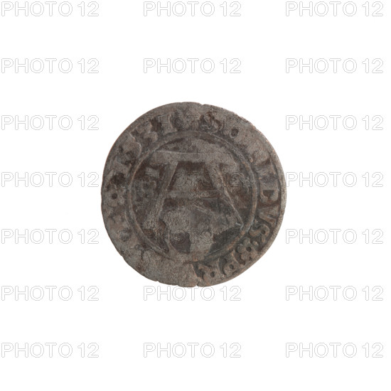 szelag; publisher: Straub (Strawb), Heinrich; publisher: Wille, Albrecht (fl. 1520-?); issuer: Decjusz, Jost Ludwik (fl. 1528-1535). Treasure from the village of Wsola (numism.). Hohenzollern coat of arms; Albrecht Hohenzollern (prince of Prussia; 1490–1568). Obverse: Prussian eagle, on its breast a crowned letter S; on the rim between pearl borders an inscription beginning with a rosette: ALBERTVS*D*G*DVX, with letter A and beneath it the Hohenzollern arms; rosettes flank the letter. Reverse: on the rim between pearl borders an inscription: SOLIDVS PR, IE I53I (rosettes at the beginning of the legend and between words). Date: 1531, Königsberg, Ducal Prussia (1525–1701). Coin: diameter 19.0 mm, weight 0.79 g, axis 250°.