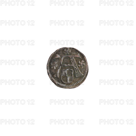 denarius, Straub (Strawb), Heinrich, publisher, Wille, Albrecht (fl. 1520-?), publisher, Decius, Jost Ludwik (fl. 1528-1535), R3 (rarity), eagles, Hohenzollern (coat of arms), rosettes, Albrecht Hohenzollern (Prince of Prussia; 1490-1568), Obv. In the beaded border the letter A, below which the heraldic shield of the Hohenzollerns. On both sides of the letter and above it one rosette. Rev. In a pearl border a Prussian eagle. On its chest a crowned shield with the letter S. 1529–1531, Königsberg, Ducal Prussia (1525–1701), coin; diameter 12.7 mm, weight 0.31 g, axis 50 degrees.