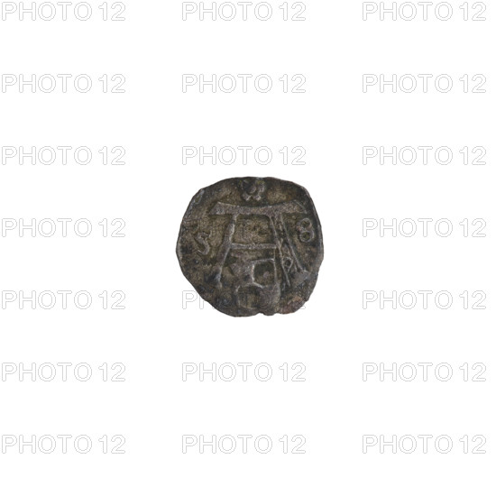 denarius, Nimptsch (Nimsch), Wolf, R5 (rarity), eagles, Hohenzollern (coat of arms), rosettes; Albrecht Hohenzollern (Prince of Prussia; 1490–1568). Obverse: Letter A with the Hohenzollern coat of arms below; date numerals 5 - 8 on the sides of the letter; rosette above the letter. Reverse: Prussian eagle with a crowned shield bearing the letter S on its chest. 1558, Ducal Prussia (1525–1701), Königsberg. Coin: diameter 12.7 mm, weight 0.35 g, axis 220°